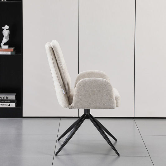 Boston Chair with 360 Executive Spin and Armrest, Cream