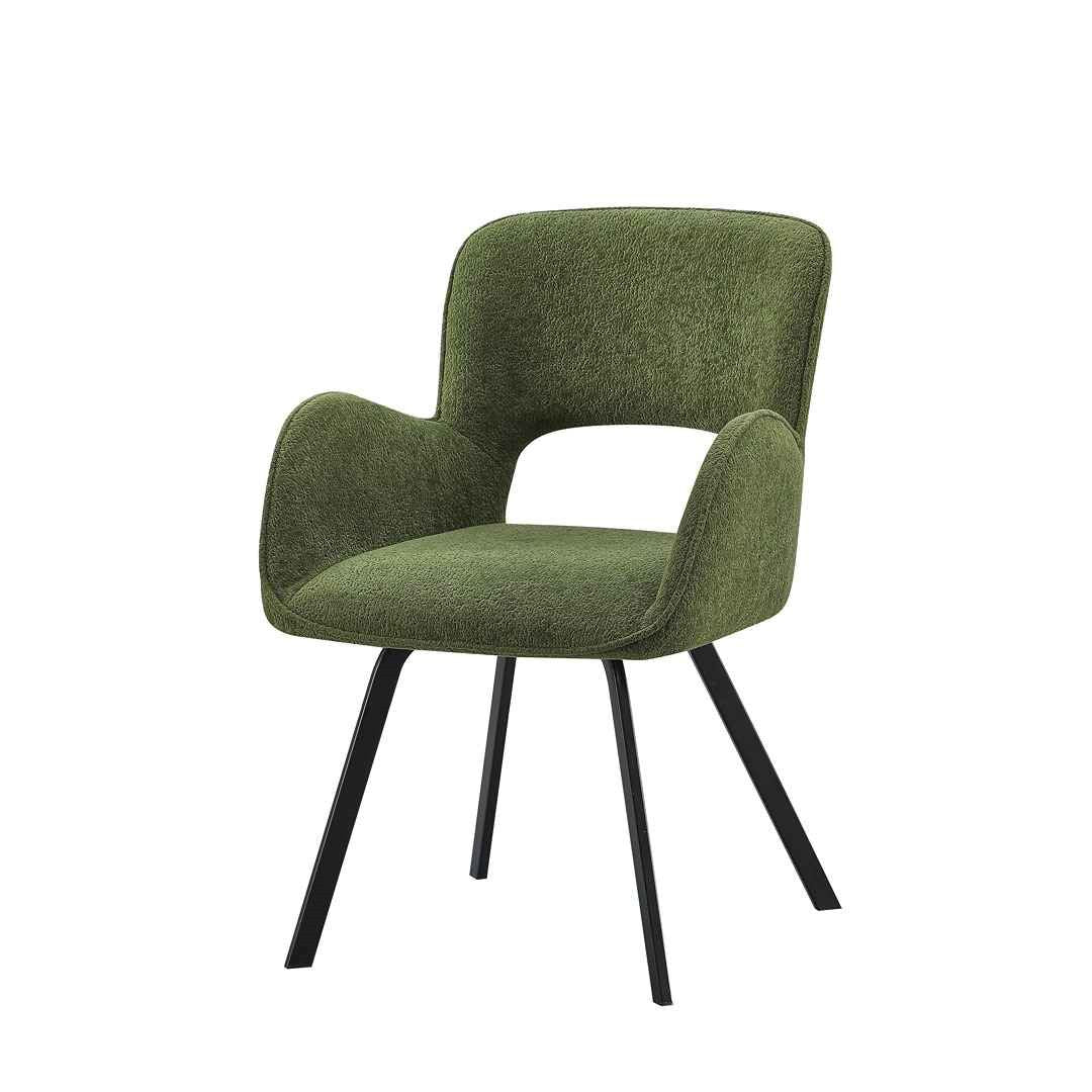 Cleo Twist Grey and 6 Brutas Chairs Green Dining Set