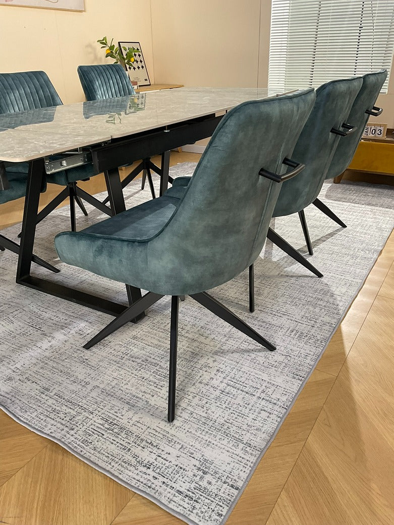 Douglas Dining Table Set Green with 6 Russell 360 Auto Spin Chairs Green