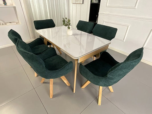 Nordic Minimalist Marble Effect Dining Set