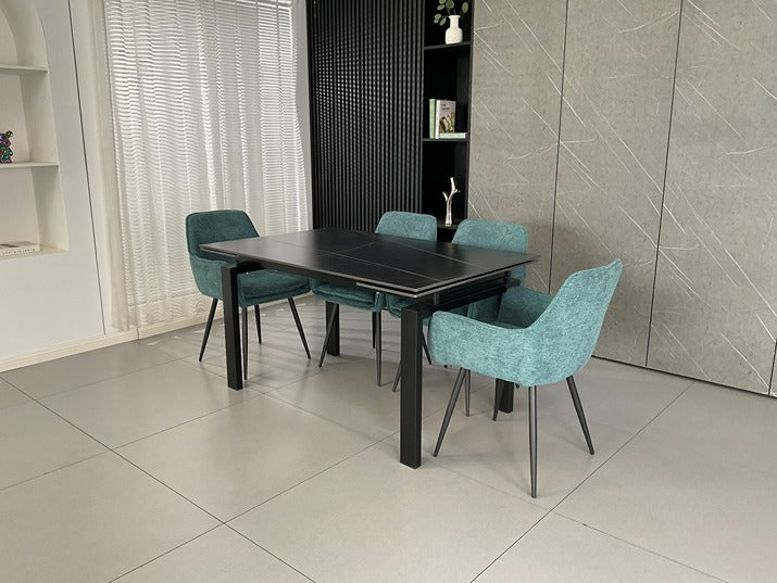 Marlow Black Ceramic Dining Set with Francis Chairs