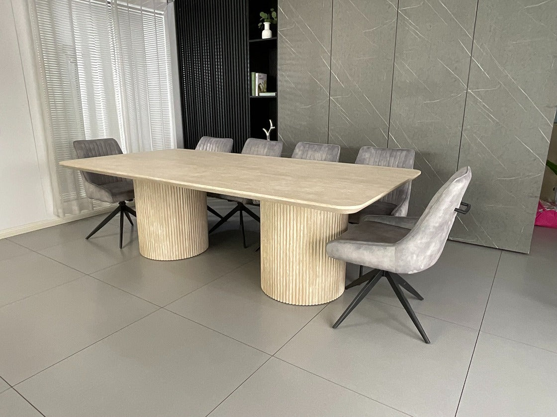 Windsor Natural Ash Dining Set with Grey Russell Chairs