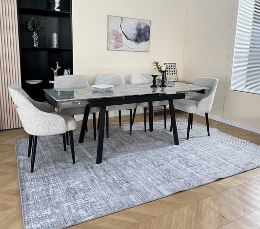 Marlow Green Ceramic Dining Set with 6 Harrison Chairs Hevre 22