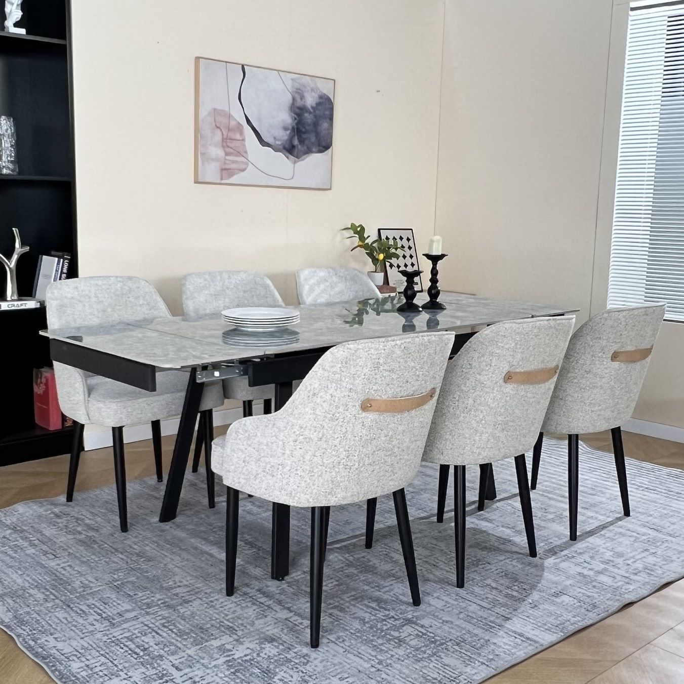 Marlow Green Ceramic Dining Set with 6 Harrison Chairs Hevre 22