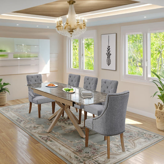 Oxford Beech with 6 Serena Chairs Dining Set