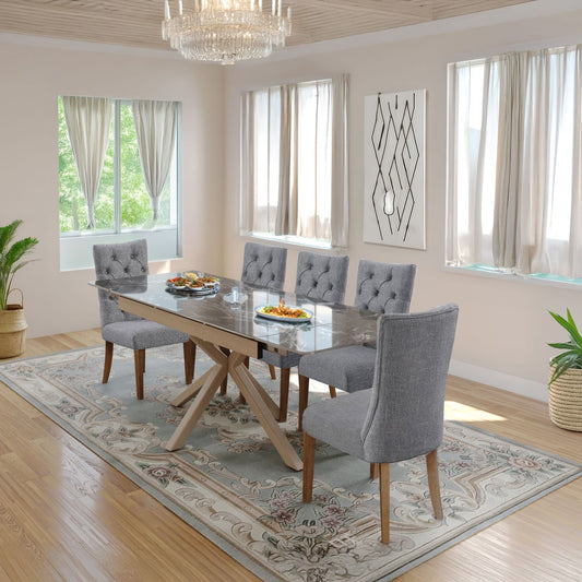 Oxford Beech with 6 Venus Chairs Dining Set