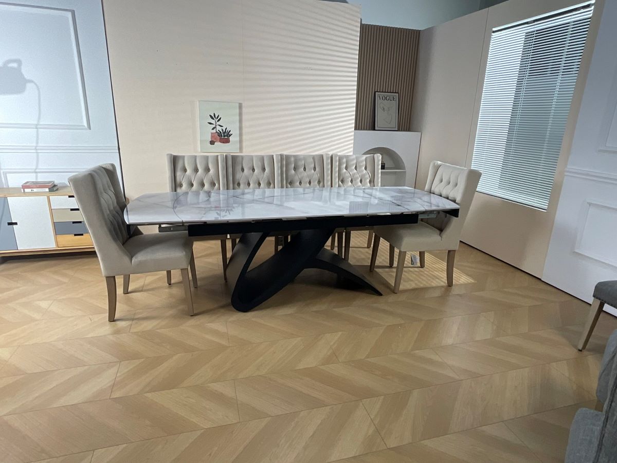 Semi Infinity Marble Effect Dining Set