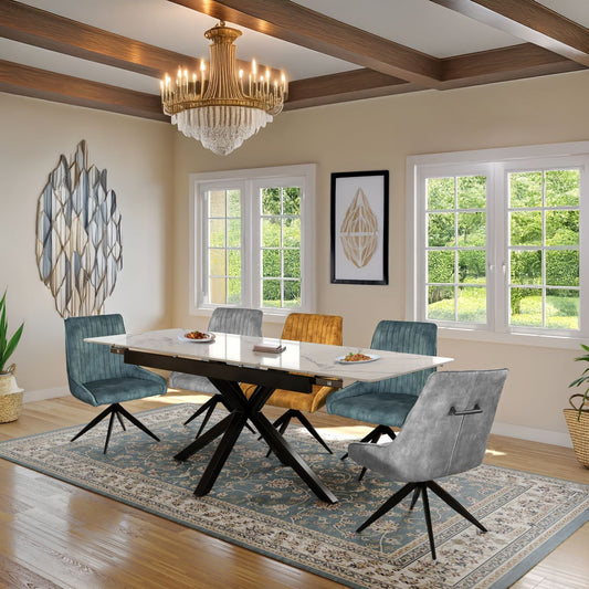 Oxford Black and 6 Russell Chairs Mixed Colours Dining Set