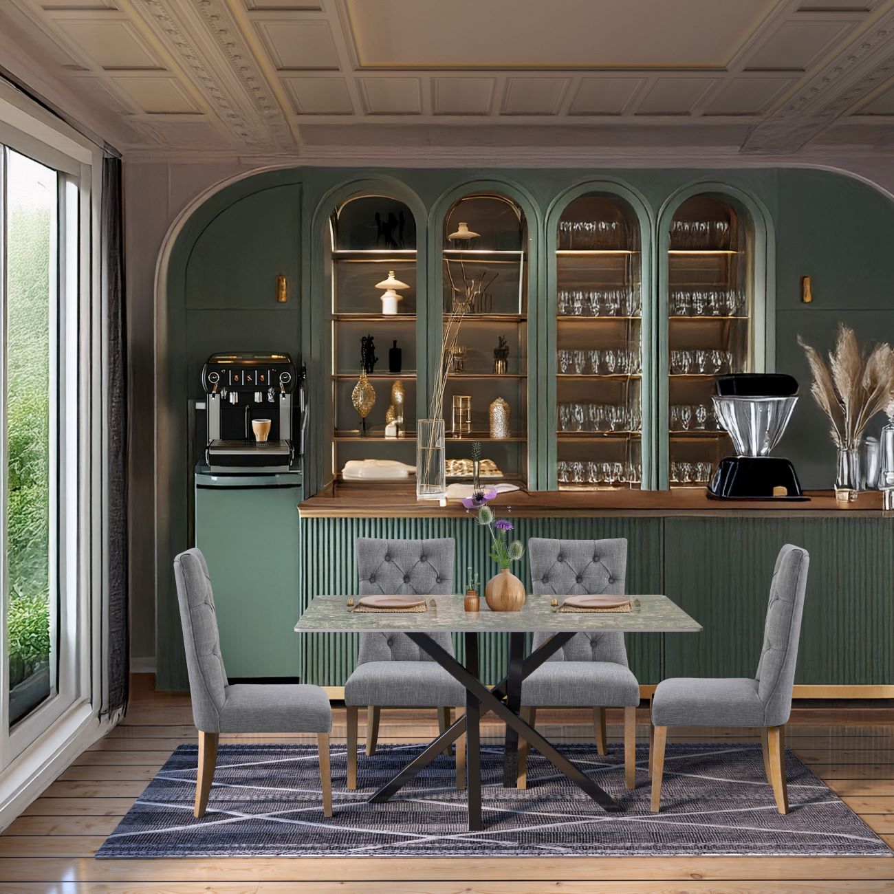 Joshua Dining Set with 4 Venus Chairs