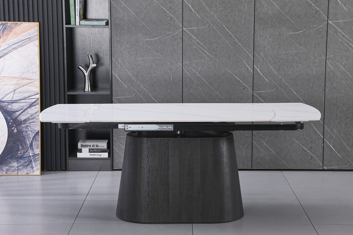 Cleo Twist Wood Dining Set Grey with Green Tulip 360 Auto Spin Chairs with Armrest