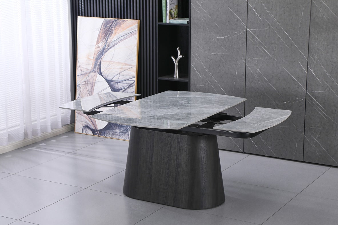 Cleo Twist Grey and 6 Brutas Chairs Green Dining Set