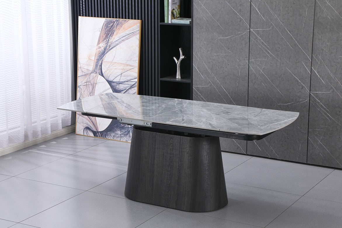 Cleo Twist Grey and 6 Brutas Chairs Green Dining Set