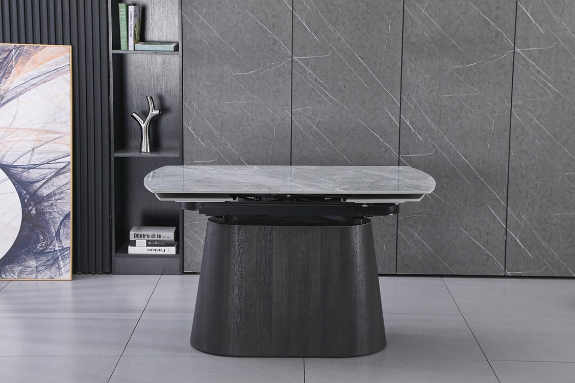 Cleo Twist Grey and 6 Brutas Chairs Green Dining Set