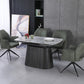 Cleo Twist Wood Dining Set Grey with Green Tulip 360 Auto Spin Chairs with Armrest