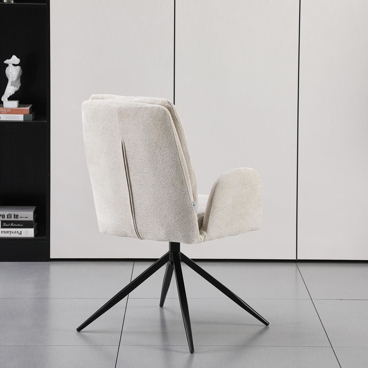 Boston Chair with 360 Executive Spin and Armrest, Cream