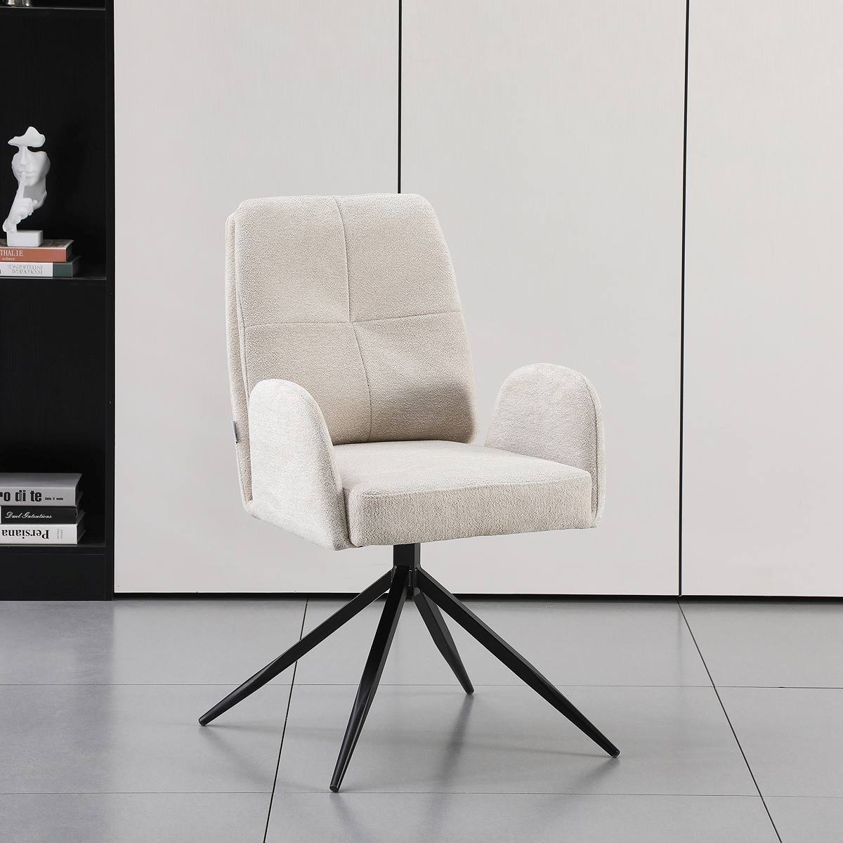 Boston Chair with 360 Executive Spin and Armrest, Cream