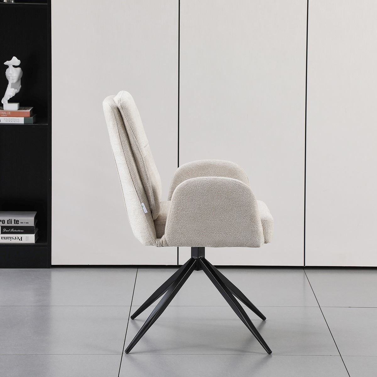 Boston Chair with 360 Executive Spin and Armrest, Cream