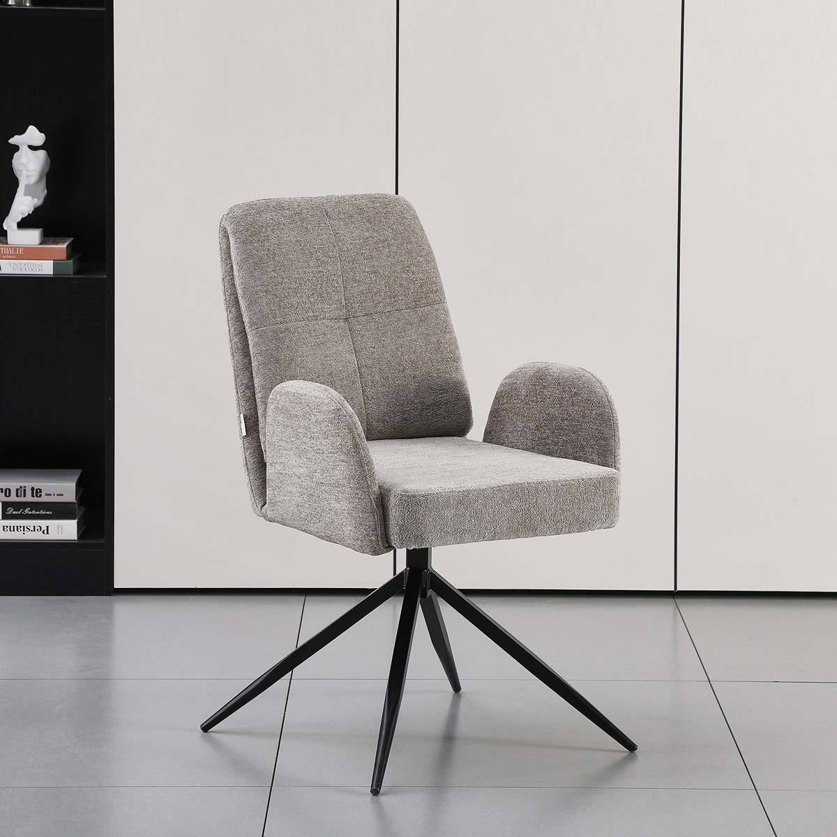 Boston Chair with 360 Executive Spin and Armrest, Grey