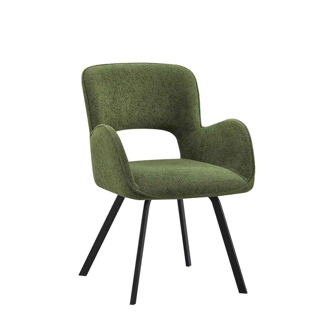 Cleo Twist Grey and 6 Brutas Chairs Green Dining Set