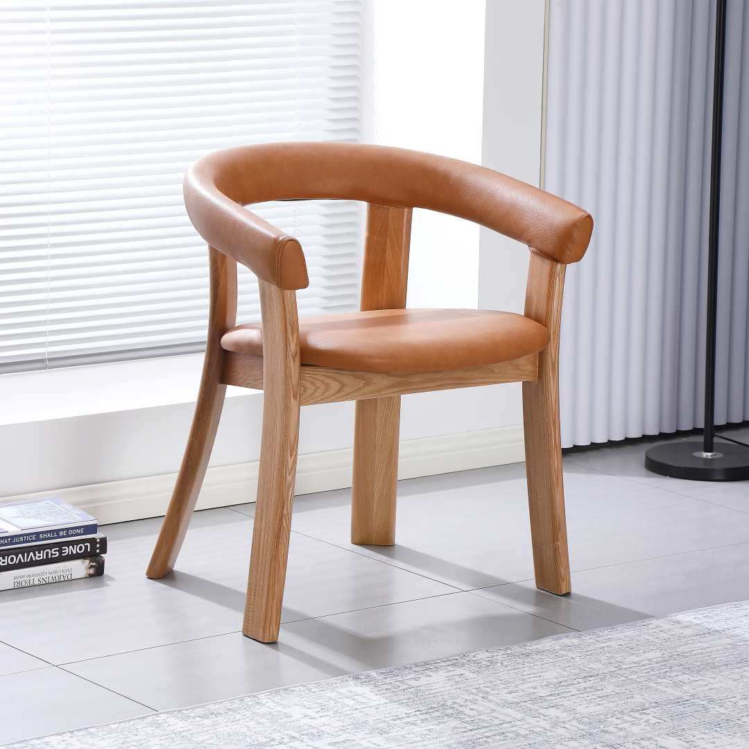 Carlos Dinning Chair, Brown PU Leather