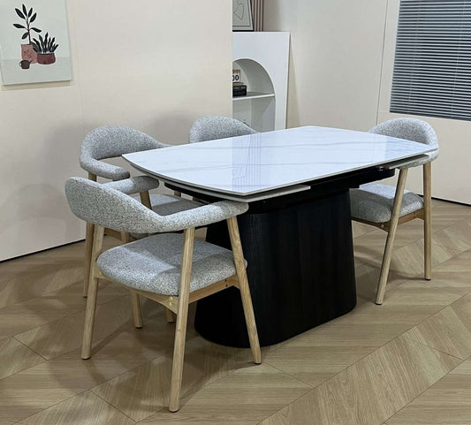 Cleo Twist Dining Set White with Mixed Colour Hendrix Chairs