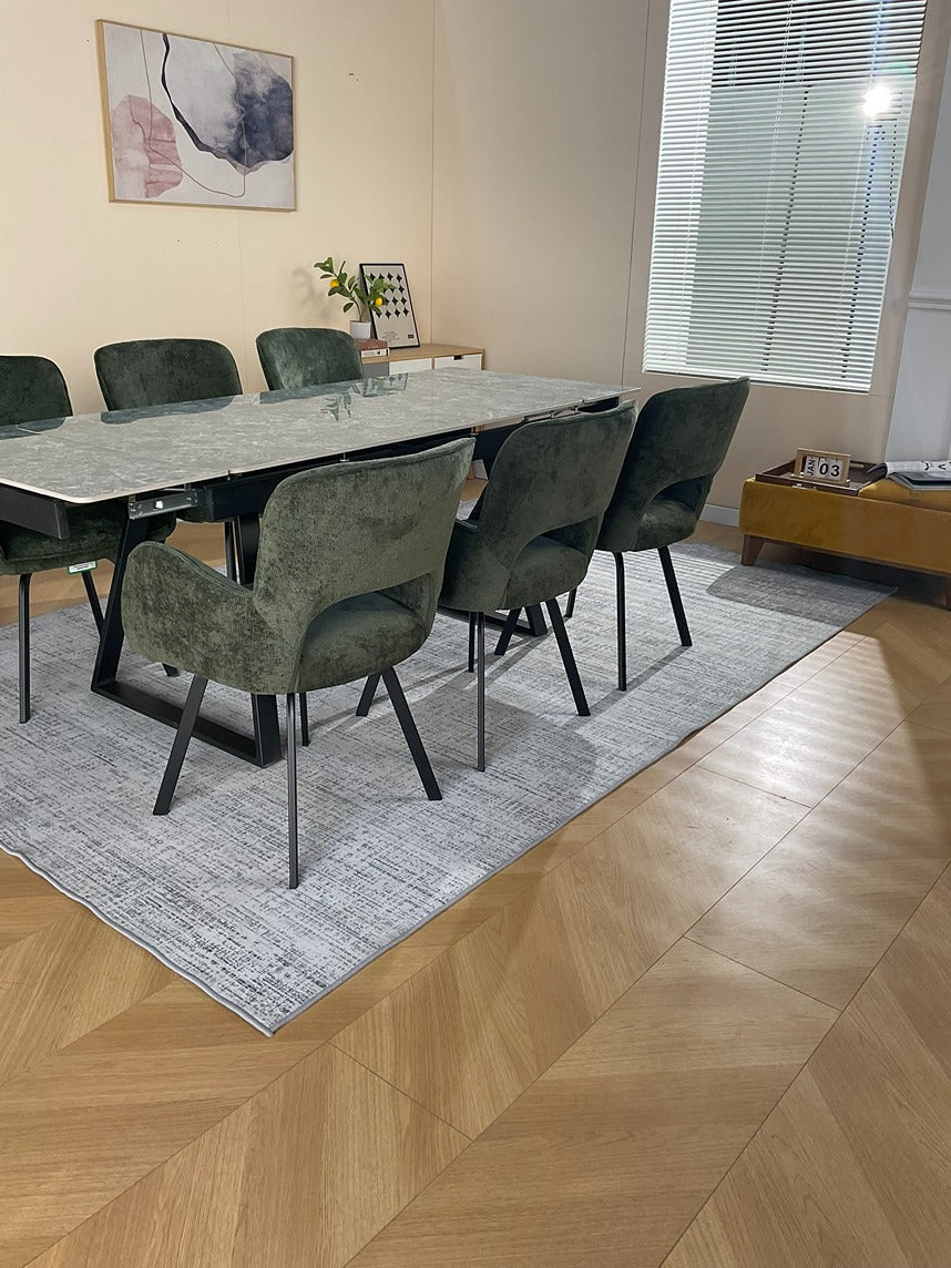 Douglas Dining Table Set Green with 6 Brutas 360 Auto Spin Chairs Green