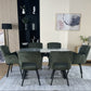 Douglas Dining Table Set Green with 6 Brutas 360 Auto Spin Chairs Green