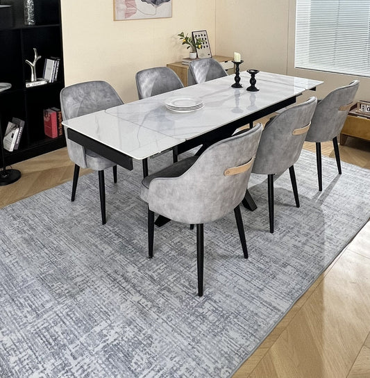 Oxford White Dining Table Set with 6 Harrison Chairs Grey