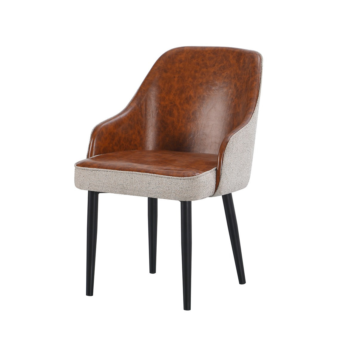 Harrison Dining Chair, PU Brown front and Herve22 Grey Back