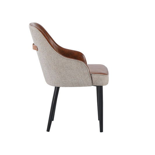Harrison Dining Chair, PU Brown front and Herve22 Grey Back
