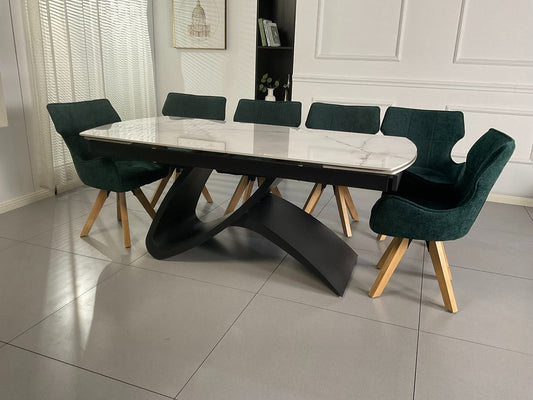 Semi Infinity Marble Effect Dining Set with Francis Chairs