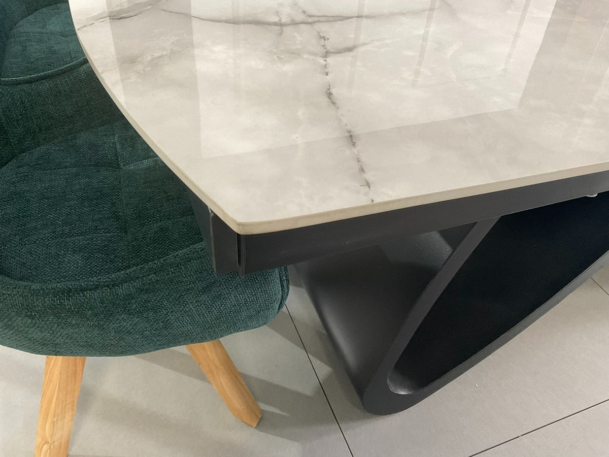 Semi Infinity Marble Effect Dining Set with Francis Chairs