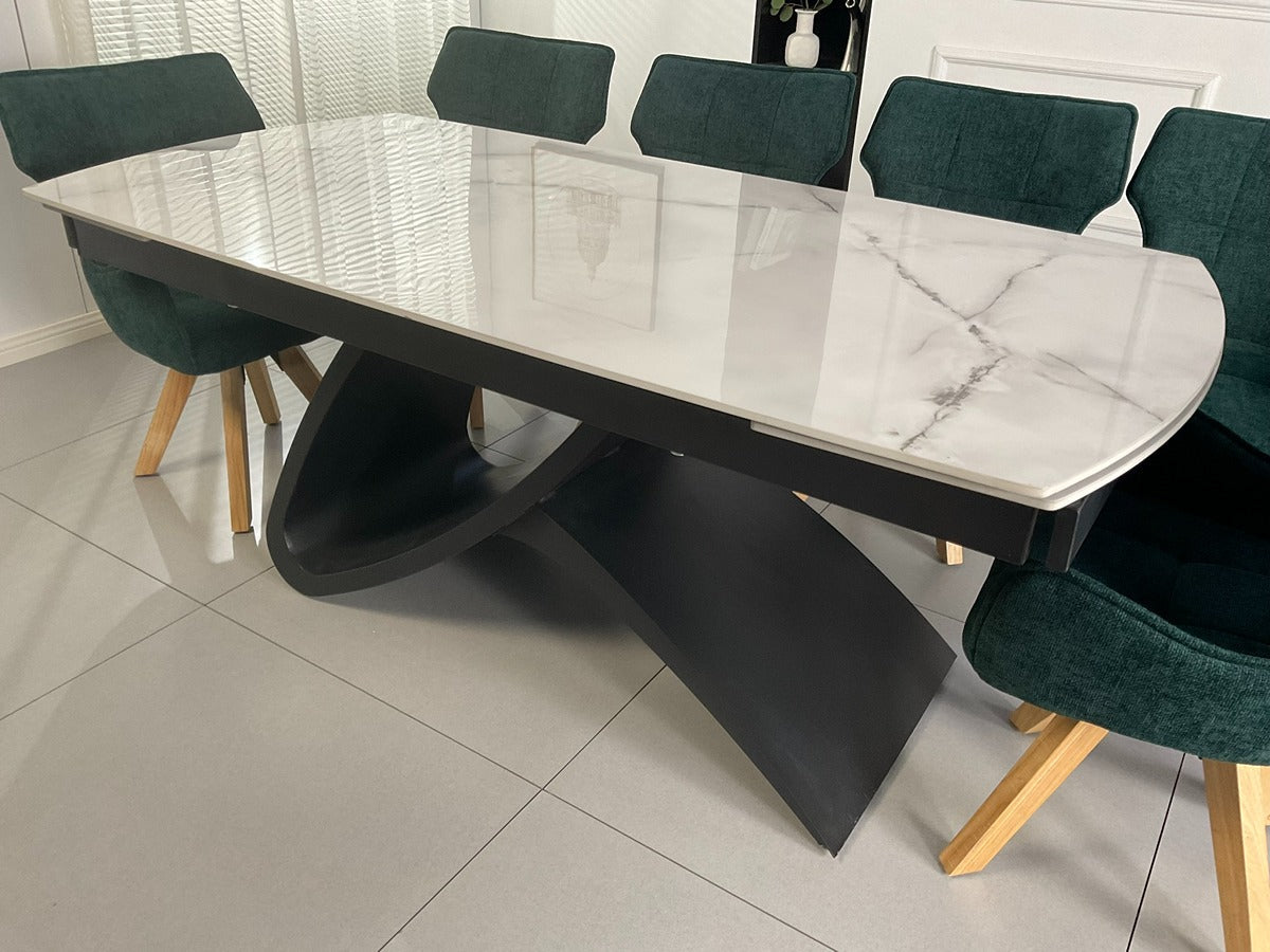 Semi Infinity Marble Effect Dining Set with Francis Chairs