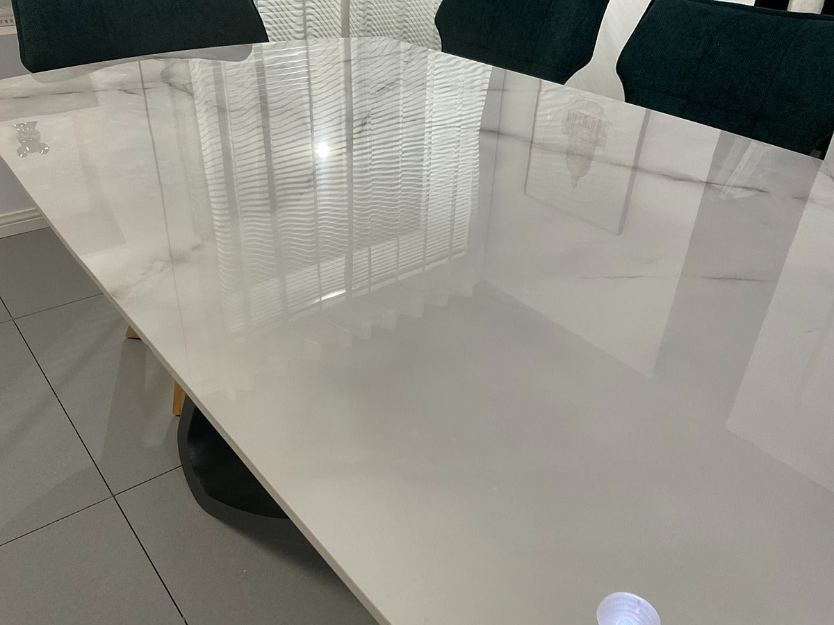 Semi Infinity Marble Effect Dining Set with Francis Chairs