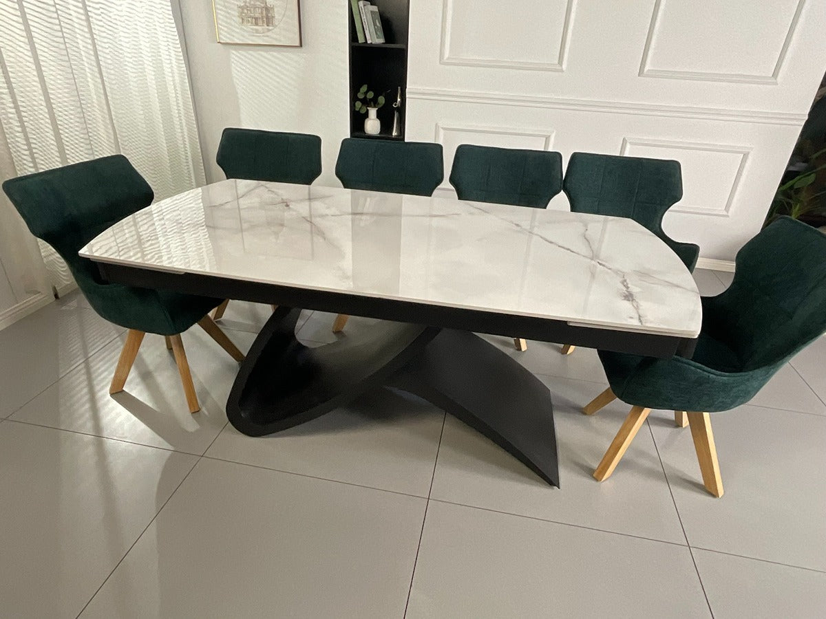 Semi Infinity Marble Effect Dining Set with Francis Chairs