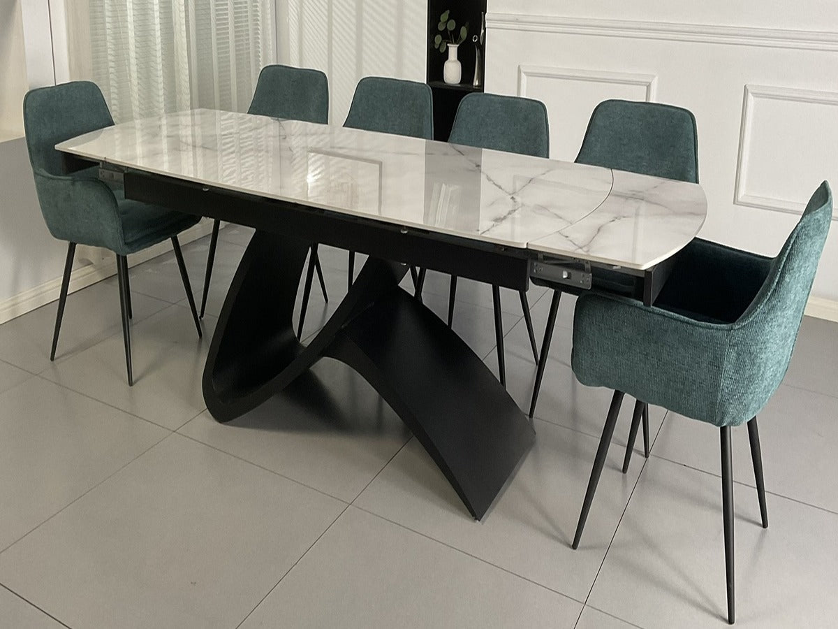Semi Infinity Marble Effect Dining Set with Francis Chairs