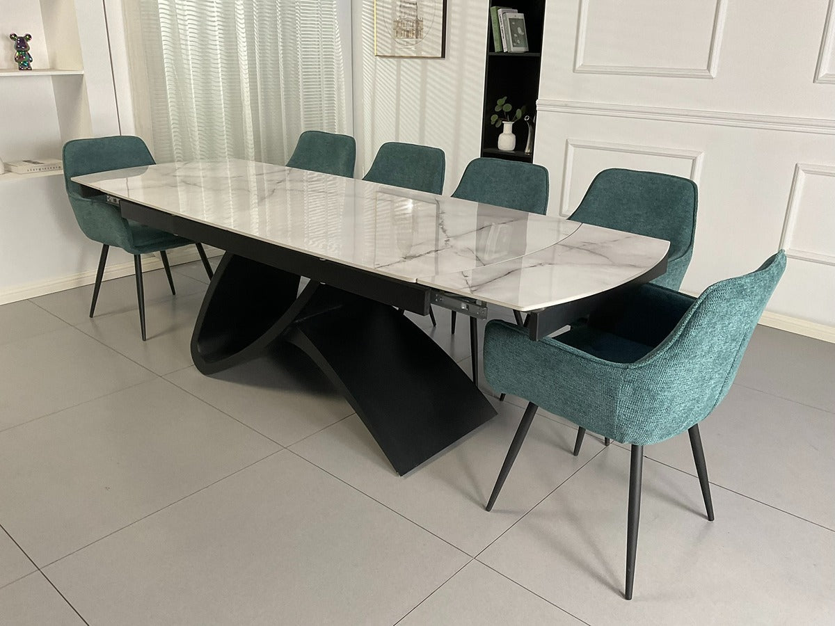 Semi Infinity Marble Effect Dining Set with Francis Chairs