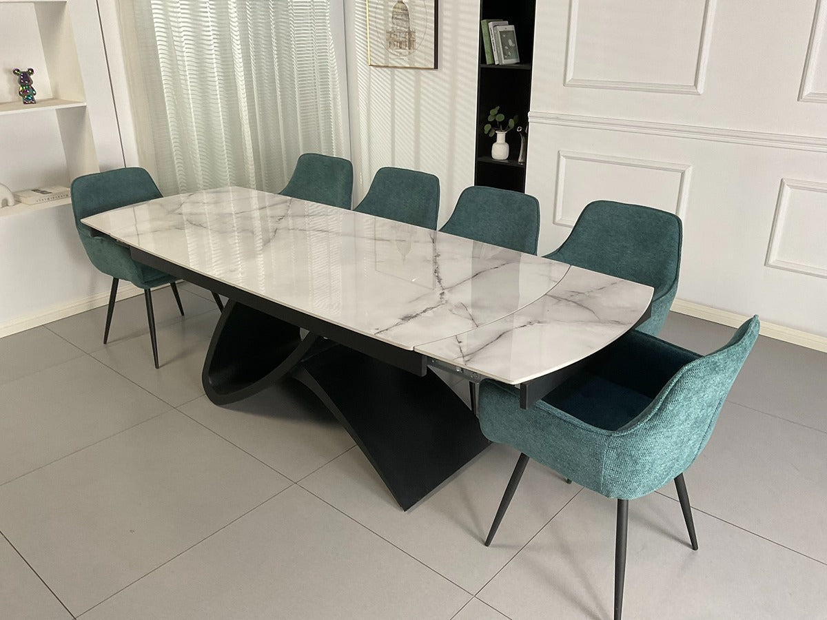 Semi Infinity Marble Effect Dining Set with Francis Chairs