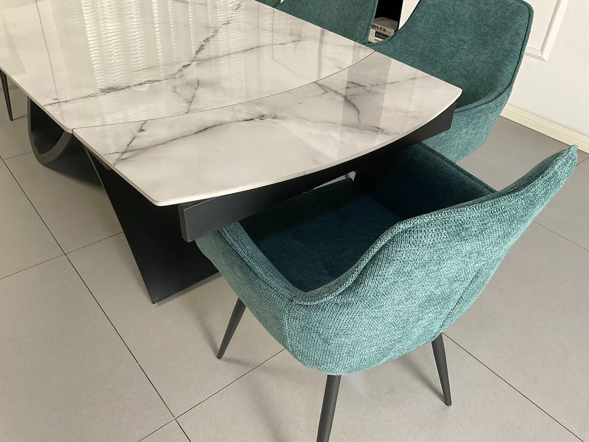 Semi Infinity Marble Effect Dining Set with Francis Chairs