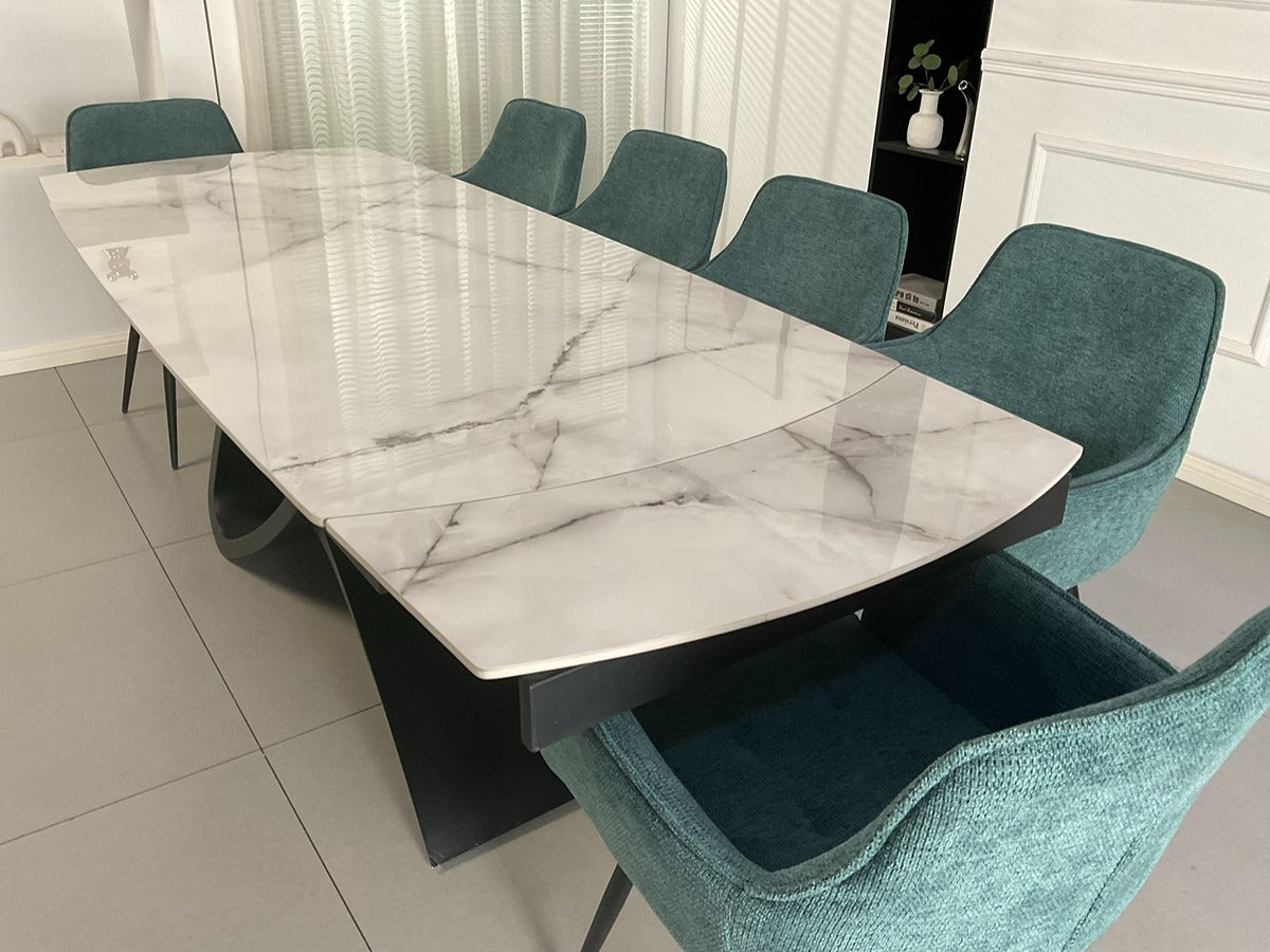 Semi Infinity Marble Effect Dining Set with Francis Chairs