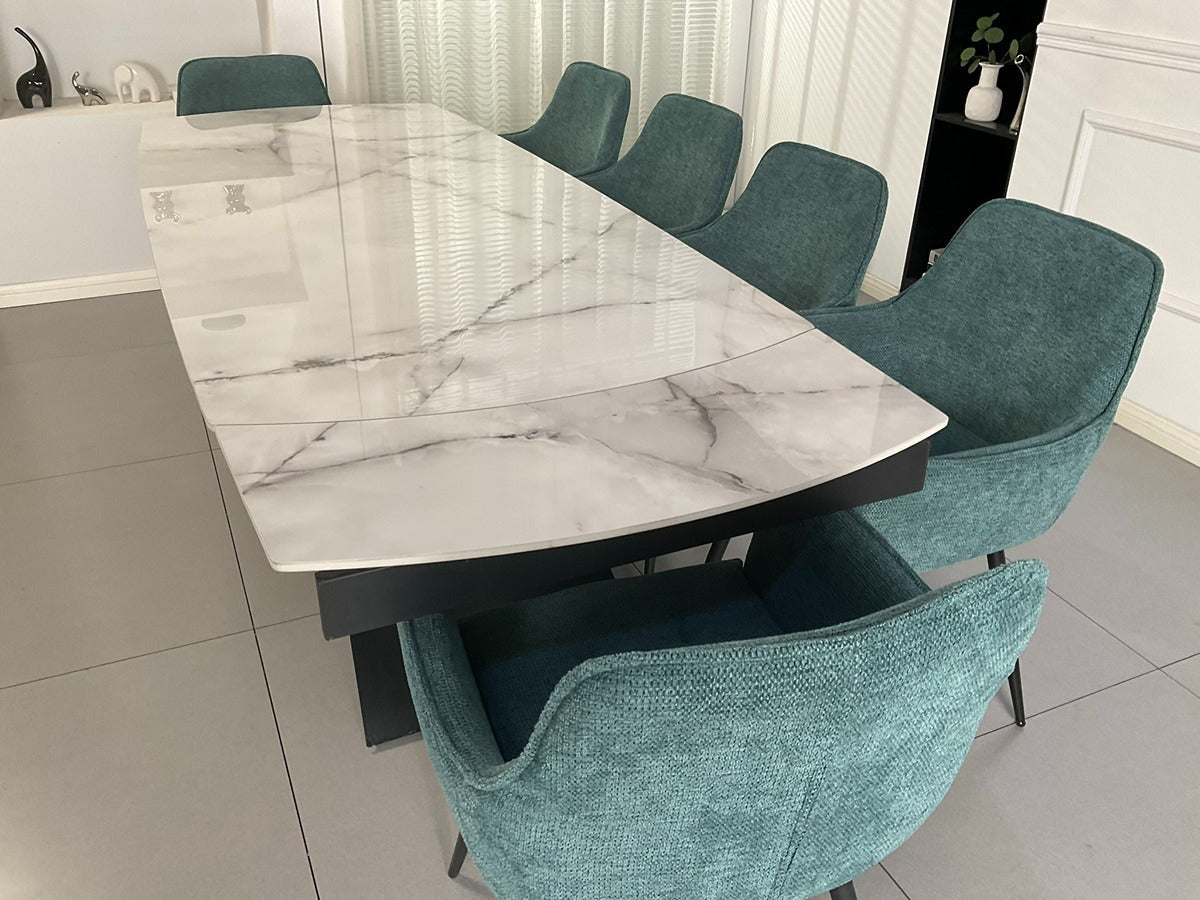 Semi Infinity Marble Effect Dining Set with Francis Chairs