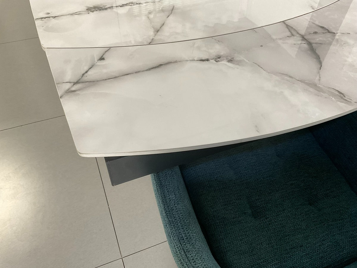 Semi Infinity Marble Effect Dining Set with Francis Chairs