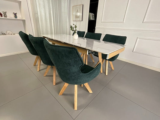 Nordic Minimalist Marble Effect Dining Set