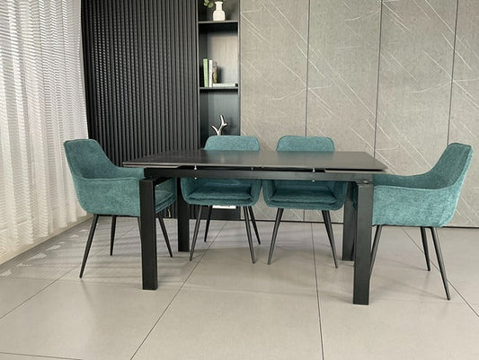 Marlow Black Ceramic Dining Set with Francis Chairs