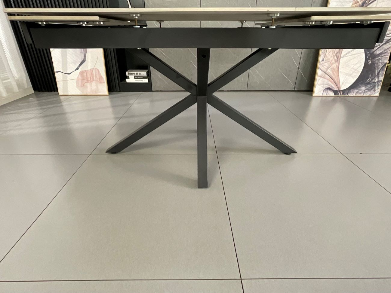 Oxford Black and 6 Tulip Chairs Grey Dining Set