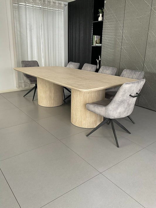 Windsor Natural Ash Dining Set with Grey Russell Chairs