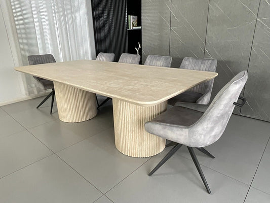 Windsor Natural Ash Dining Set with Grey Russell Chairs