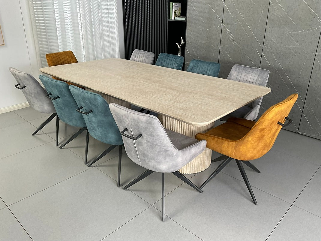 Windsor Natural Ash Dining Set with Mixed Colour Russell Chair