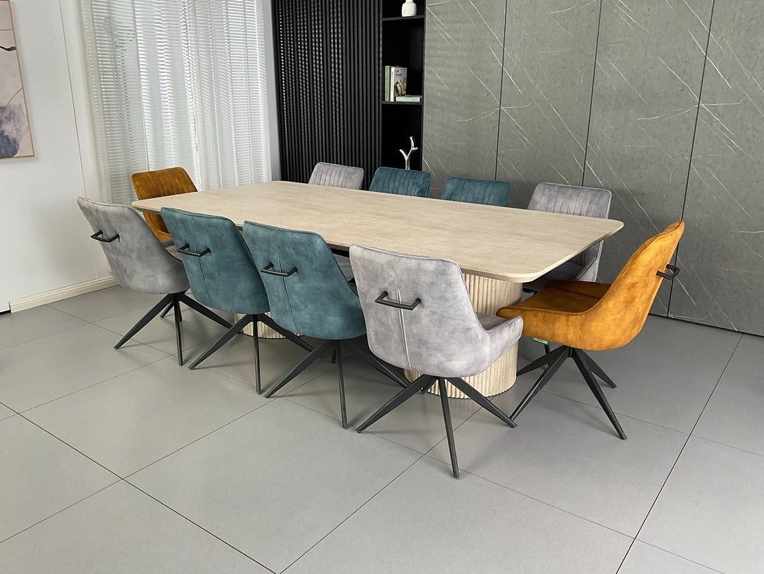 Windsor Natural Ash Dining Set with Mixed Colour Russell Chair