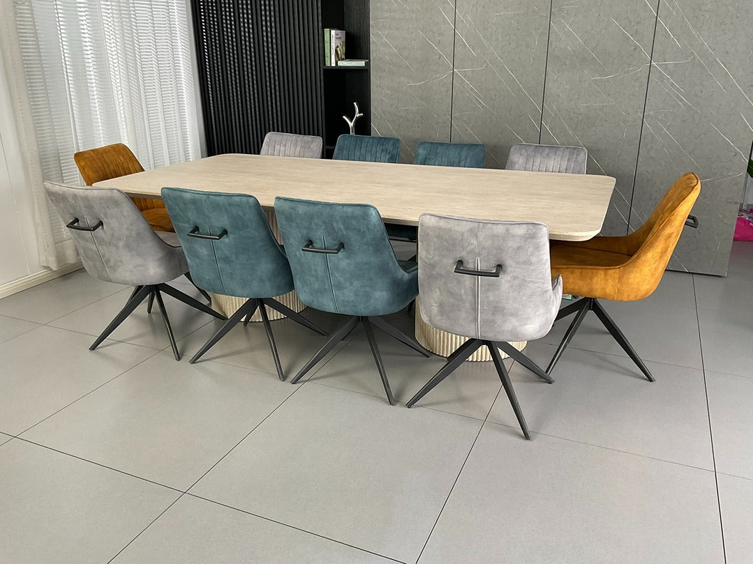 Windsor Natural Ash Dining Set with Mixed Colour Russell Chair